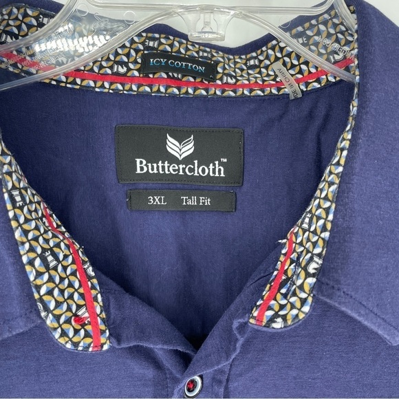 Butter cloth short sleeve button down  3X tall blue - Picture 4 of 6